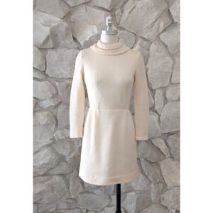 1960s Vintage Wool Mini Sweater Turtleneck Dress
